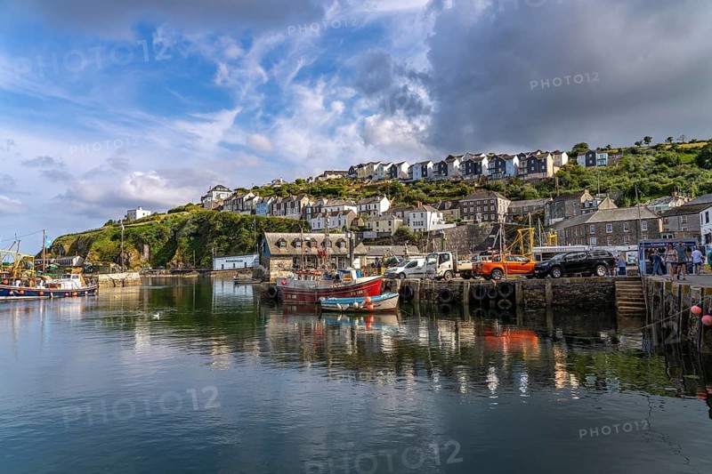 Town view and harbour of Mevagissey, Cornwall, England, Great Britain