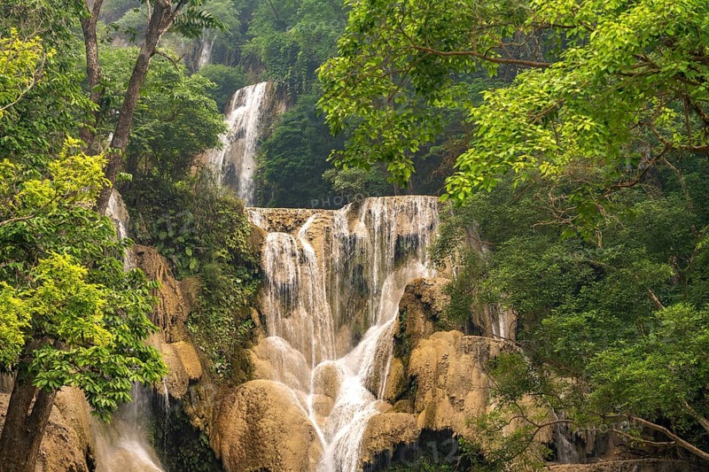 The multi-levelled Kuang Si waterfall near Luang Prabang, Laos, Asia