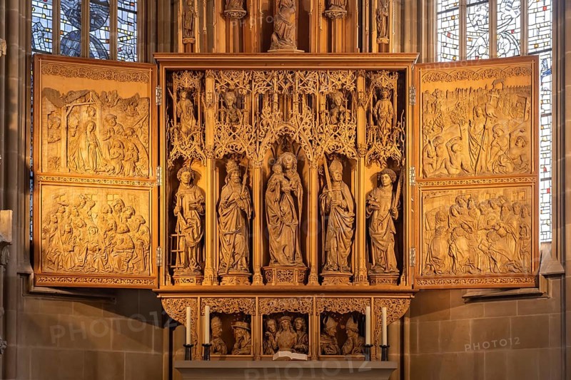 Marian altar by Hans Seyfer in the Kilianskirche in Heilbronn, Baden-Württemberg, Germany, Europe