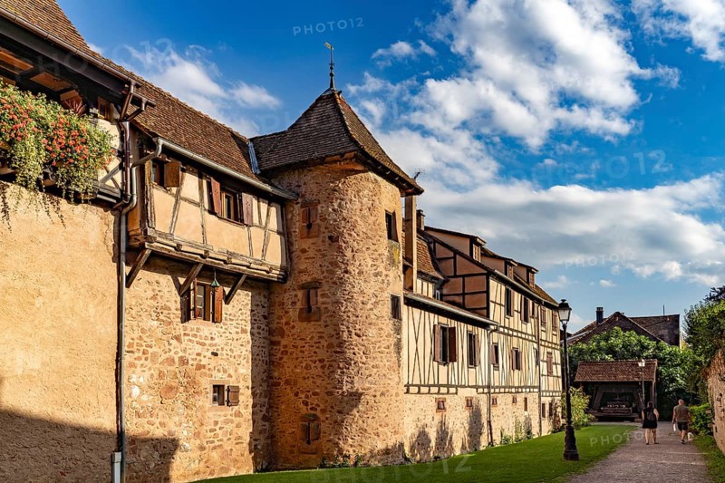 Tower of the city wall of Riquewihr, Alsace, France, Europe