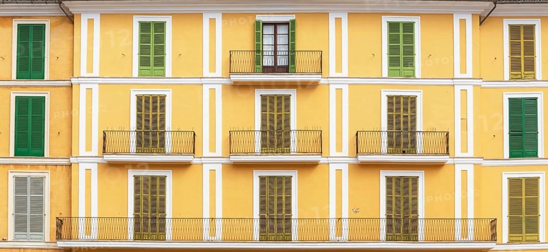 Major Square buildig facade, Palma de Mallorca, Mallorca, Balearic Islands, Spain, Europe