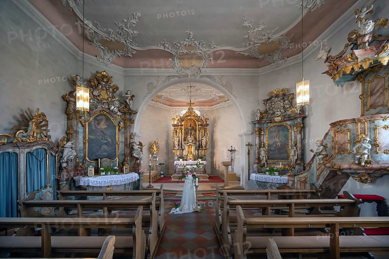 Interior of St Wendilinus Church, built between 1766 and 1769, Steinbach, Lower Franconia, Bavaria, Germany, Europe