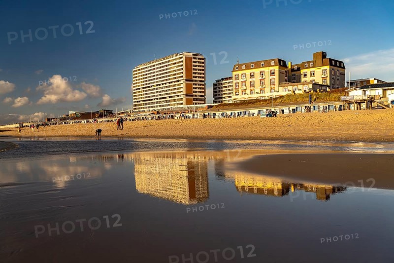 Flat tower block and Hotel Miramar on Weststrand near Westerland, island of Sylt, North Friesland district, Schleswig-Holstein, Germany, Europe