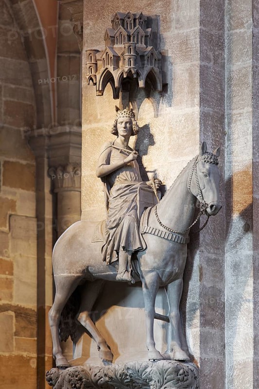 Equestrian statue Bamberg Rider, Bamberg, Upper Franconia, Bavaria, Germany, Europe
