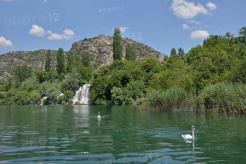 Roški slap waterfall, Krka National Park, Šibenik-Knin County, Dalmatia, Croatia, Europe