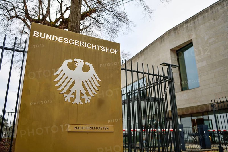 Sign at the entrance to the Federal Court of Justice, Karlsruhe, Baden-Württemberg, Germany, Europe