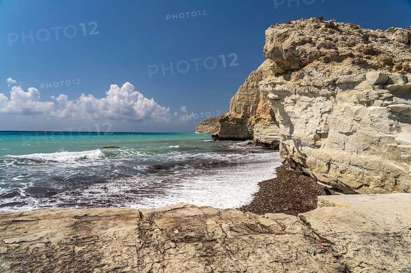 Beach on the cliffs of Cape Aspro near Pissouri, Cyprus, Europe