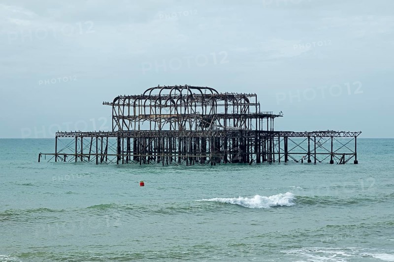 Ruin of the West Pier, destroyed by fire in 2003, Brighton, England, United Kingdom, Europe