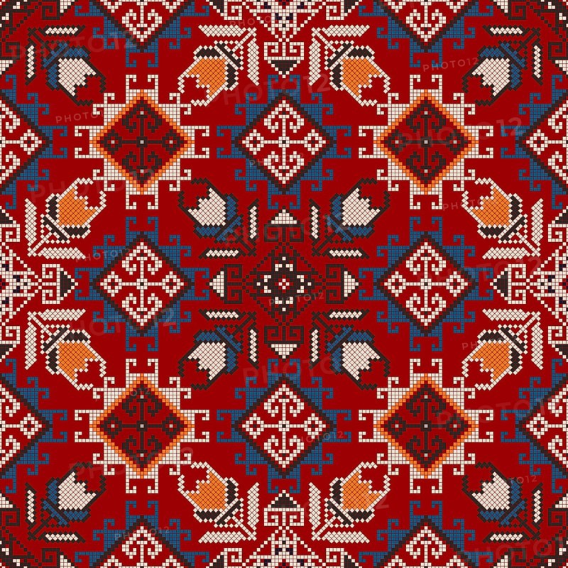 Traditional Georgian folk art embroidery vector pattern