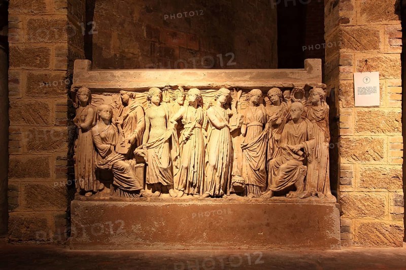 City of Palermo, the Cathedral Maria Santissima Assunta, sarcophagus in the crypt, royal urn from Roman times, Maestosa urna del periodo classico romano, UNESCO World Heritage Site, Sicily, Italy, Europe