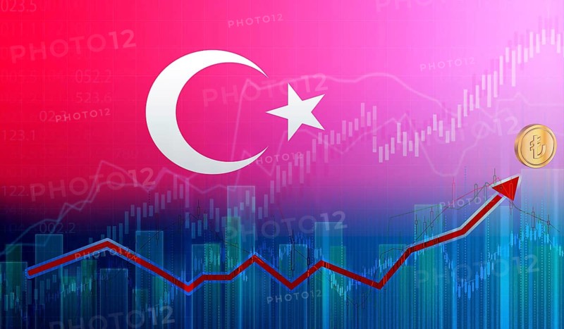 Graph of the growth of the Turkish economy. Rise of the Turkish economy on the graph. Turkey economy recovery graph