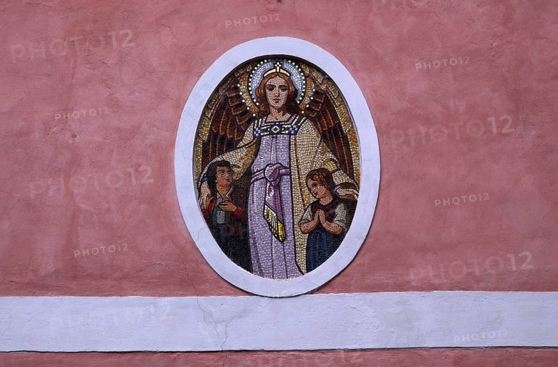 Mosaic, guardian angel Angel, Guardian Angel Church, Bressanone, South Tyrol, Trentino, Italy, Europe