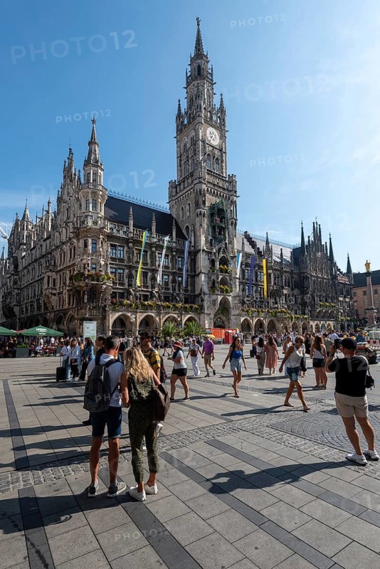 New Town Hall Munich, Neo-Gothic, Marienplatz, Munich, Bavaria, Germany, Europe