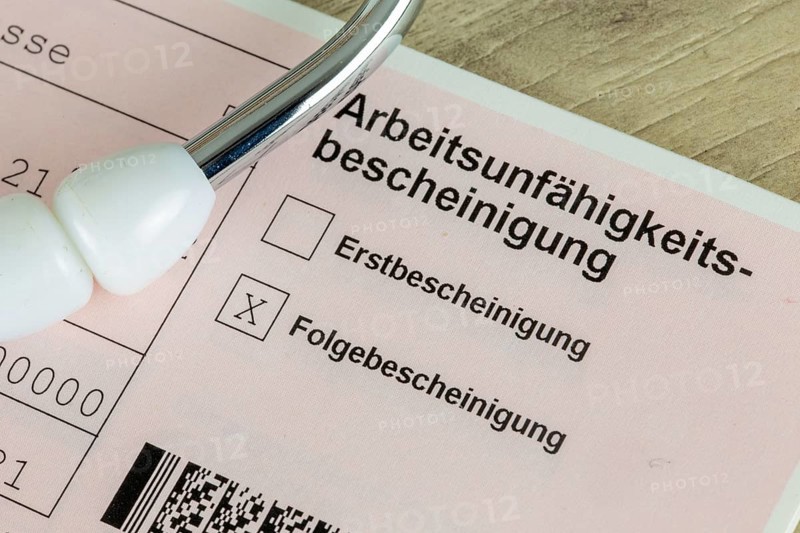 Close-up of a certificate of incapacity for work