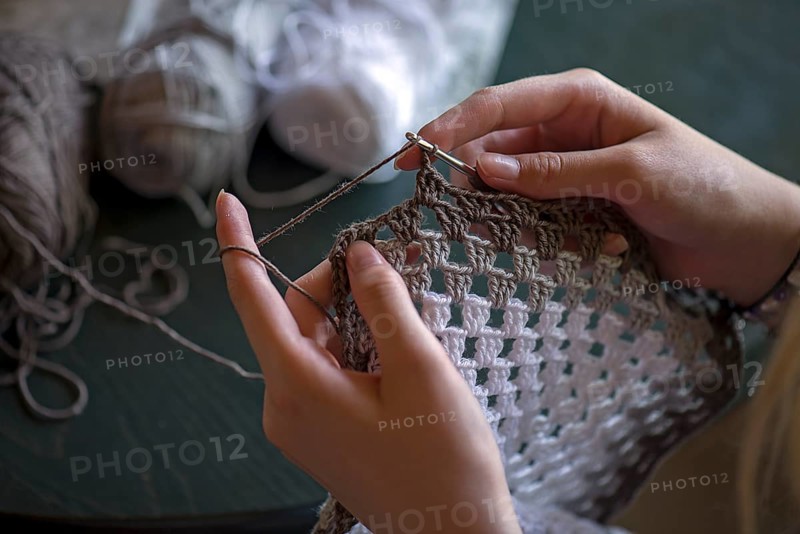 Hands crocheting, Mecklenburg-Western Pomerania, Germany, Europe