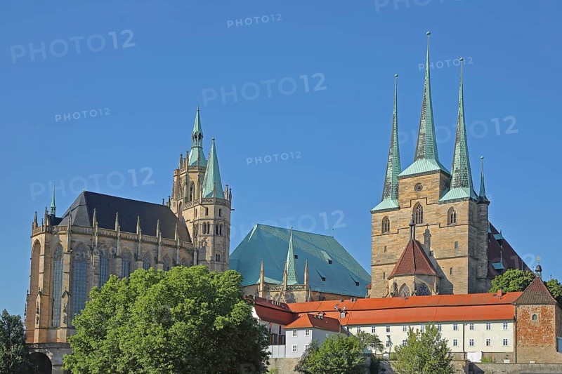 UNESCO Gothic Cathedral and Gothic Church of St Severus, landmark, St Severus, St Mary's Church, Erfurt Cathedral, Cathedral Square, Erfurt, Thuringia, Germany, Europe