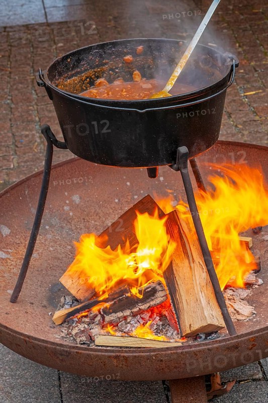 Kettle goulash over an open fire