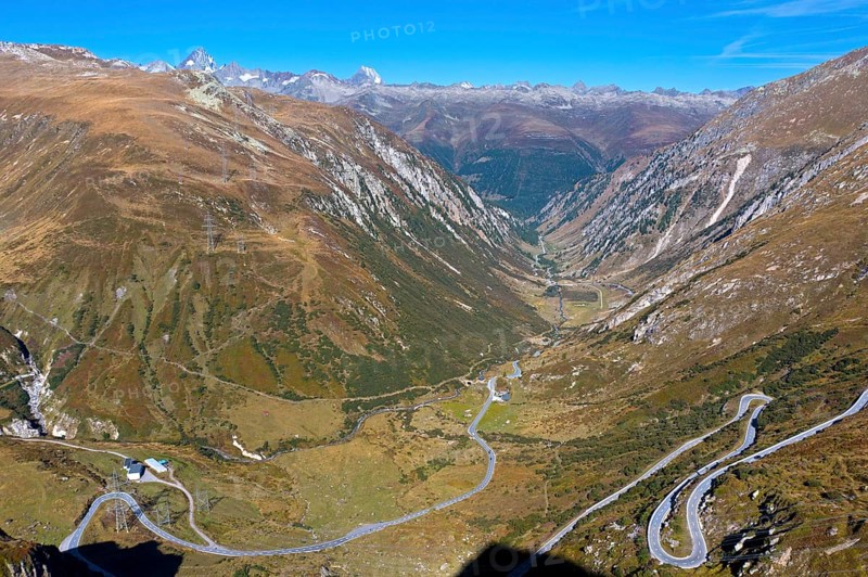 View from the ascent to the Nufenen Pass into the Agenetal, Ulrichen, Obergoms, Valais, Switzerland, Europe