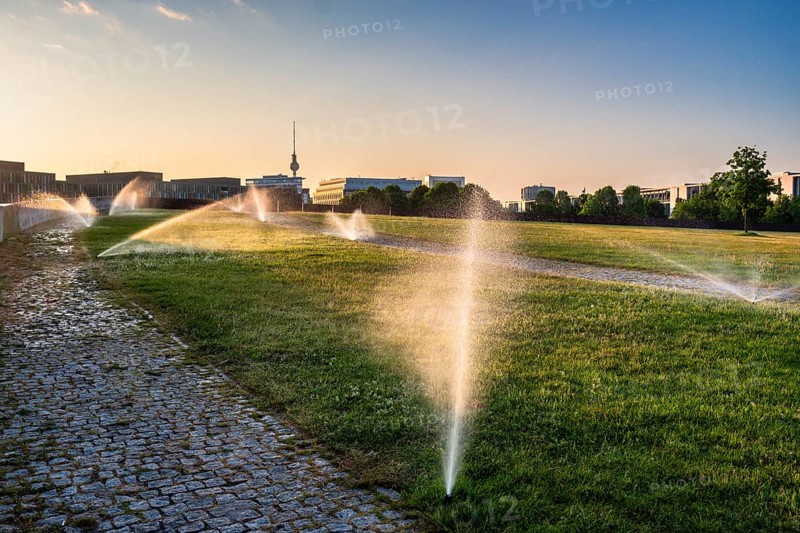 Irrigation in Spreebogenpark, Berlin, Germany, Europe