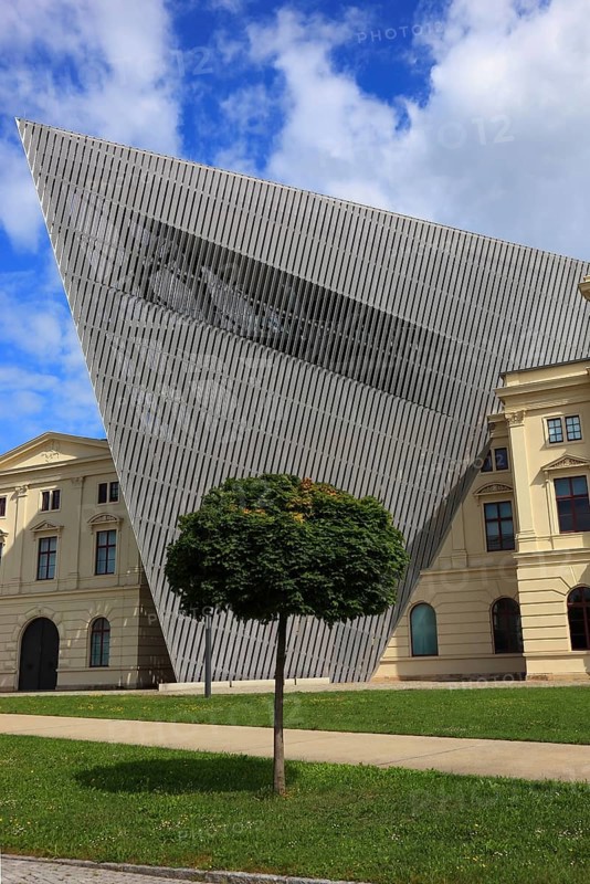 Military History Museum of the German Armed Forces, main arsenal building with wedge, architect Daniel Libeskind, Dresden, Saxony, Germany, Europe
