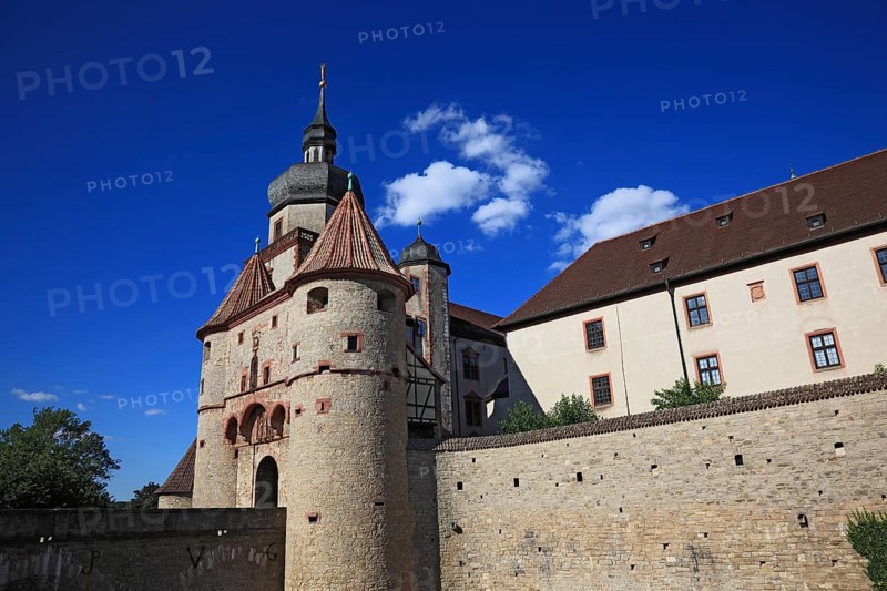 Scherenberg Gate and Kilian Tower, Marienberg Fortress, Würzburg, Lower Franconia, Bavaria, Germany, Europe