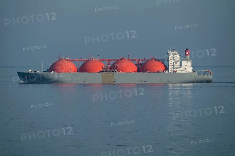 Liquefied natural gas is transported by LNG tanker Arctic Voyager, 290 metres long, 48 metres high, flag Bahamas, Baltic Sea