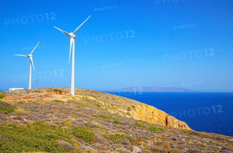 Wind turbines, Sifnos Island, Cyclades Islands, Greece, Europe