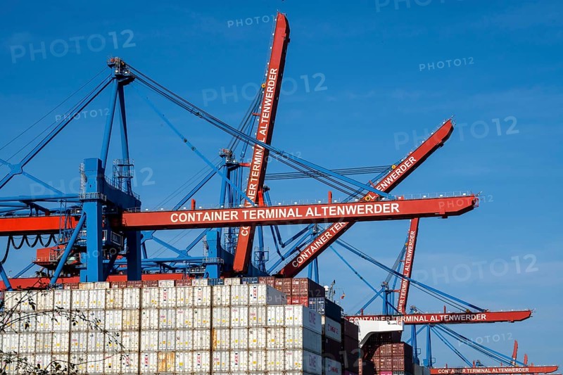 Container gantry cranes Terminal Altenwerder, Port, Hamburg, Germany, Europe