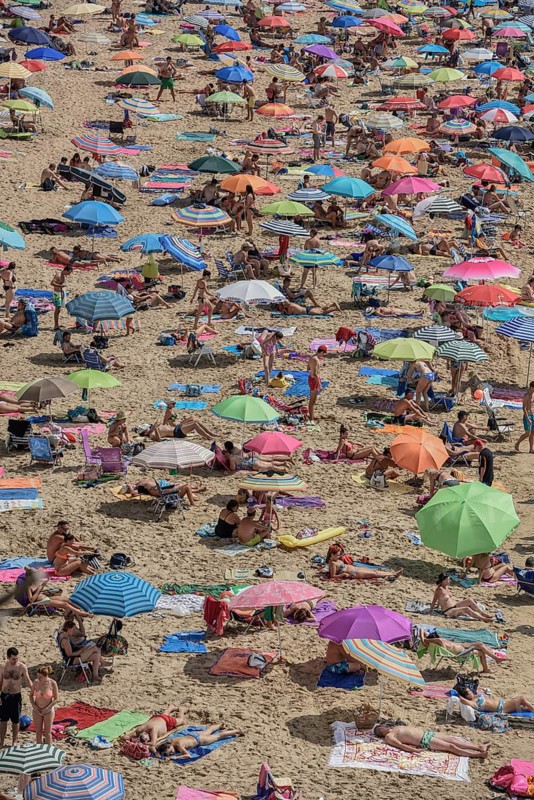 Tourists at Playa de Levante, Benidorm, Alicante, Costa Blanca, Spain, Europe