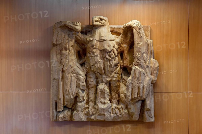 Eagle relief of the sculptor Hans Kindermann in the conference room of the Federal Constitutional Court, Karlsruhe, Baden-Württemberg, Germany, Europe