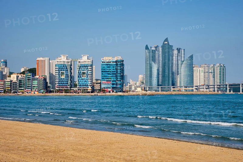 BUSAN, SOUTH KOREA, APRIL 11, 2017: Gwangalli Beach in Busan, a large port city in South Korea