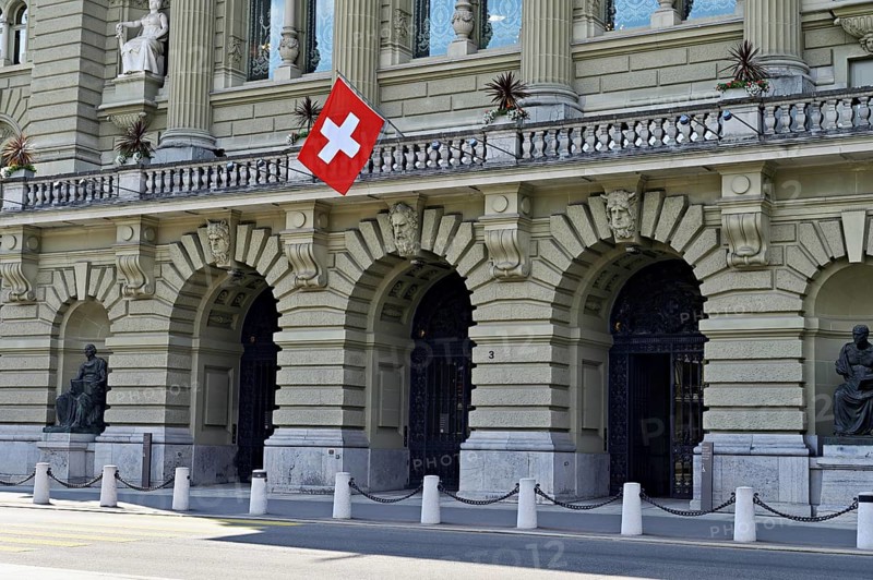 Entrance portal to the parliament building, Federal Palace, capital Bern, Canton Bern, Switzerland, Europe
