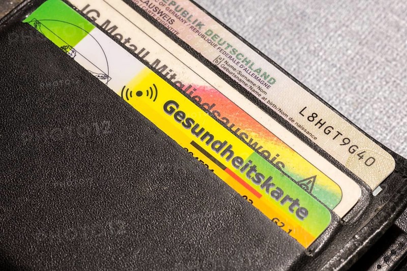 Health card, AOK insurance card, wallet, cards, Germany, Europe