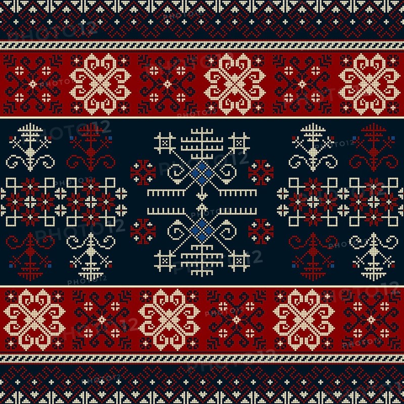 Traditional Latvian embroidery seamless pattern, vector illustration