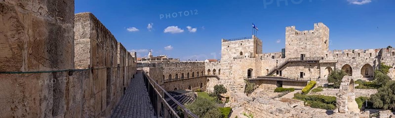 Jerusalem, Israel, landmark citadel Migdal David Tower of David in Old City near Jaffa Gate, Asia
