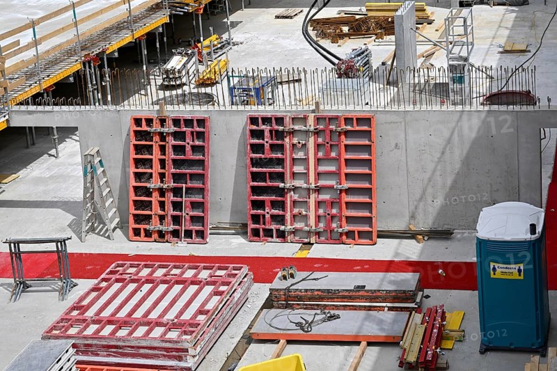 Wall formwork construction site