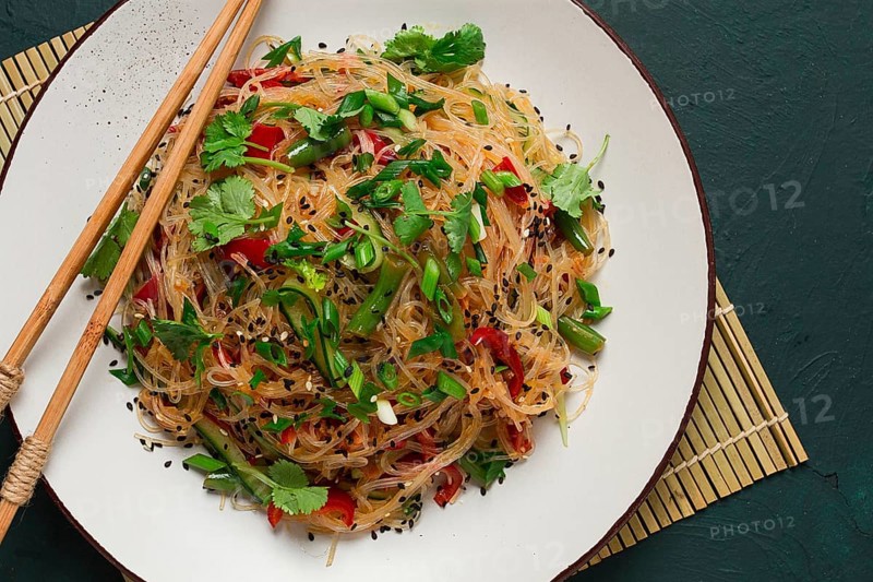 Funchosa, Korean salad, with vegetables, homemade, no people
