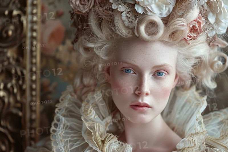 Beautiful woman with Rococo style hair and clothes. KI generiert, generiert, AI generated