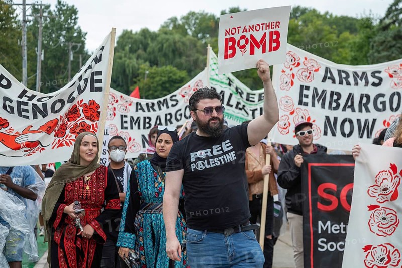 Dearborn, Michigan USA, 17 August 2024, In advance of the Democratic National Convention, activists rallied to demand that 'Not Another Bomb' should be sent for Israel's war in Gaza