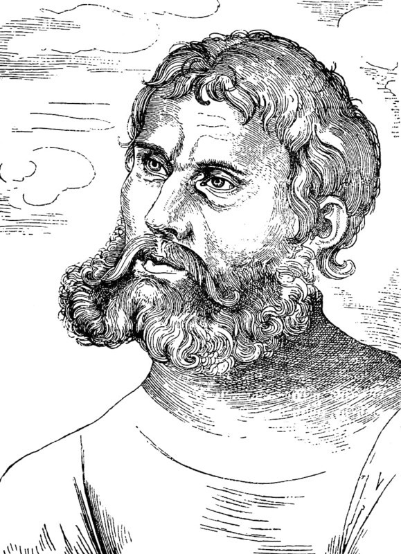 Martin Luther (1483-1546) 1521 as Junker Georg at Wartburg Castle, after a woodcut by L. Cranach, portrait, reformer, Protestant, historical illustration 1883