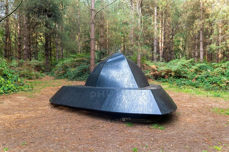 Sculpture of UFO in Rendlesham Forest, Suffolk, England, UK