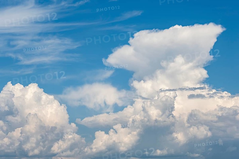 Cumulonimbus, thundercloud against blue sky, Germany, Europe