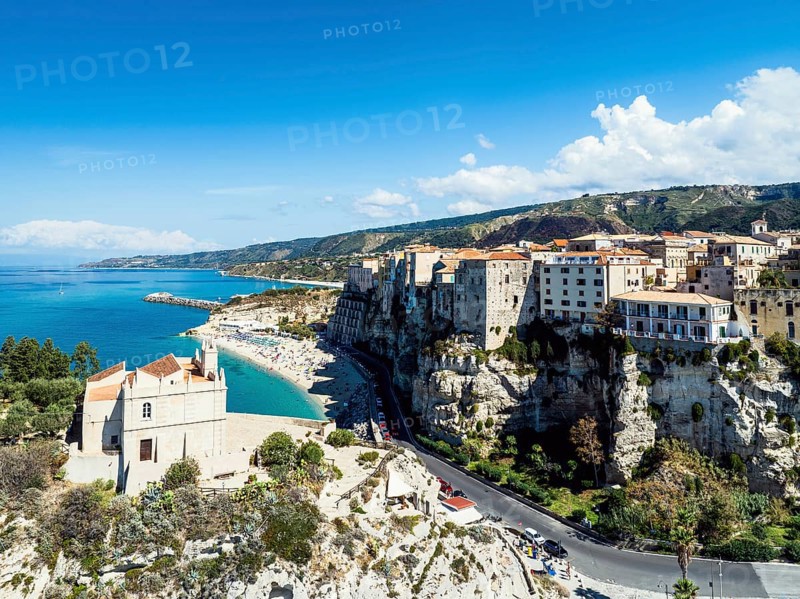 Tropea from a drone, Tyrrhenian Sea, Calabria, Italy, Europe