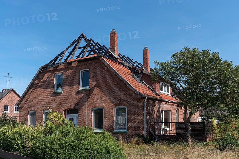 Burnt down single-family house, Lower Saxony, Germany, Europe