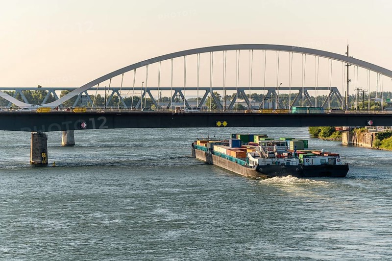 The Rhine between Strasbourg and Kehl seen from the garden of the two banks. Bas-Rhin, Collectivite europeenne d'Alsace, Grand Est