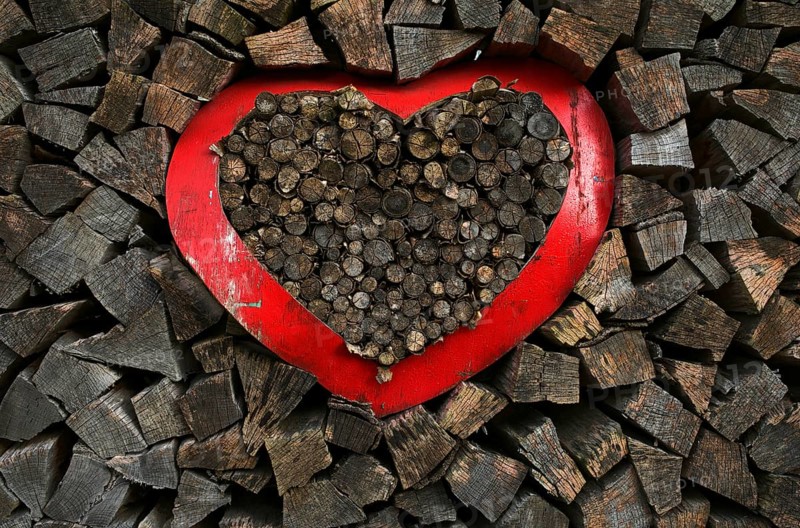 Firewood, wood pile, split, heart, Swabian Forest, Baden-Württemberg, GermanyS