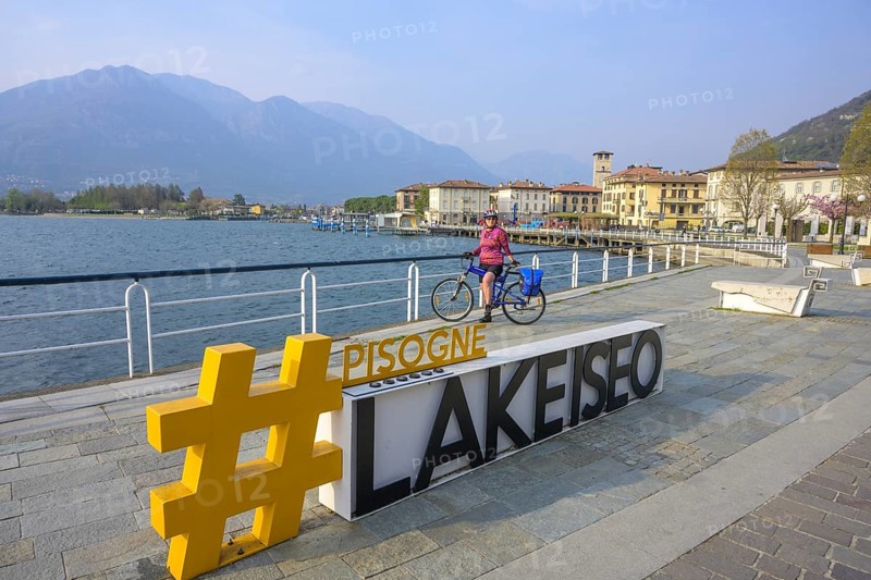 Hashtag Lake Iseo, cycling around Lake Iseo, Pisogne, province of Brescia, Italy, Europe