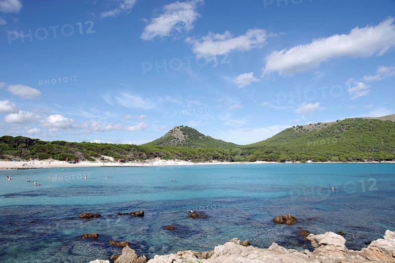 Landscape, beach, sea, blue, sky, rocks, Cala Agulla, Majorca, view of the beach of Cala Agulla in Cala Rajada
