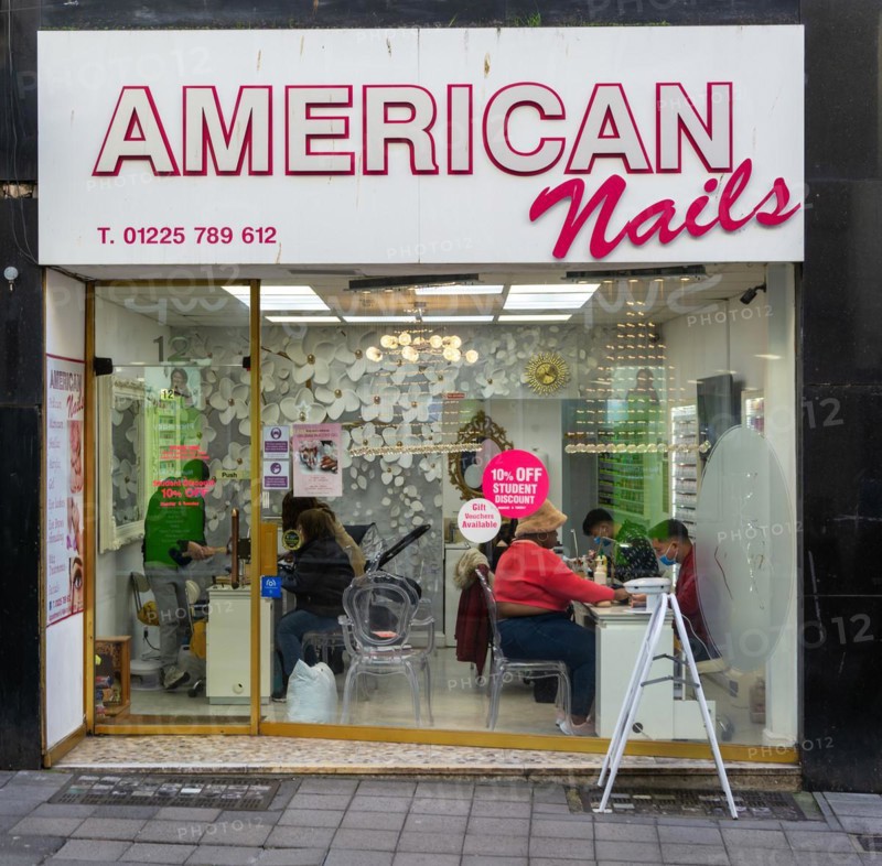 American Nails nail bar, Westgate Street, Bath, Somerset, England, Uk