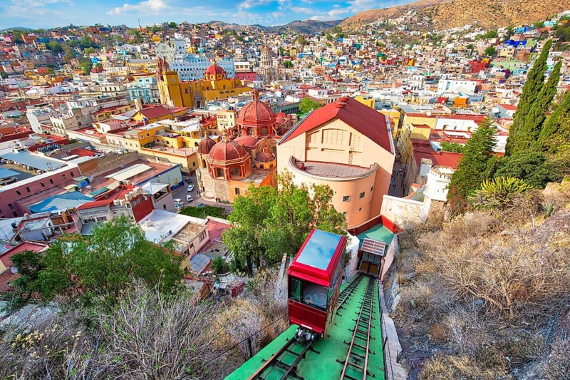 Guanajuato, scenic city lookout and panoramic views from city funicular